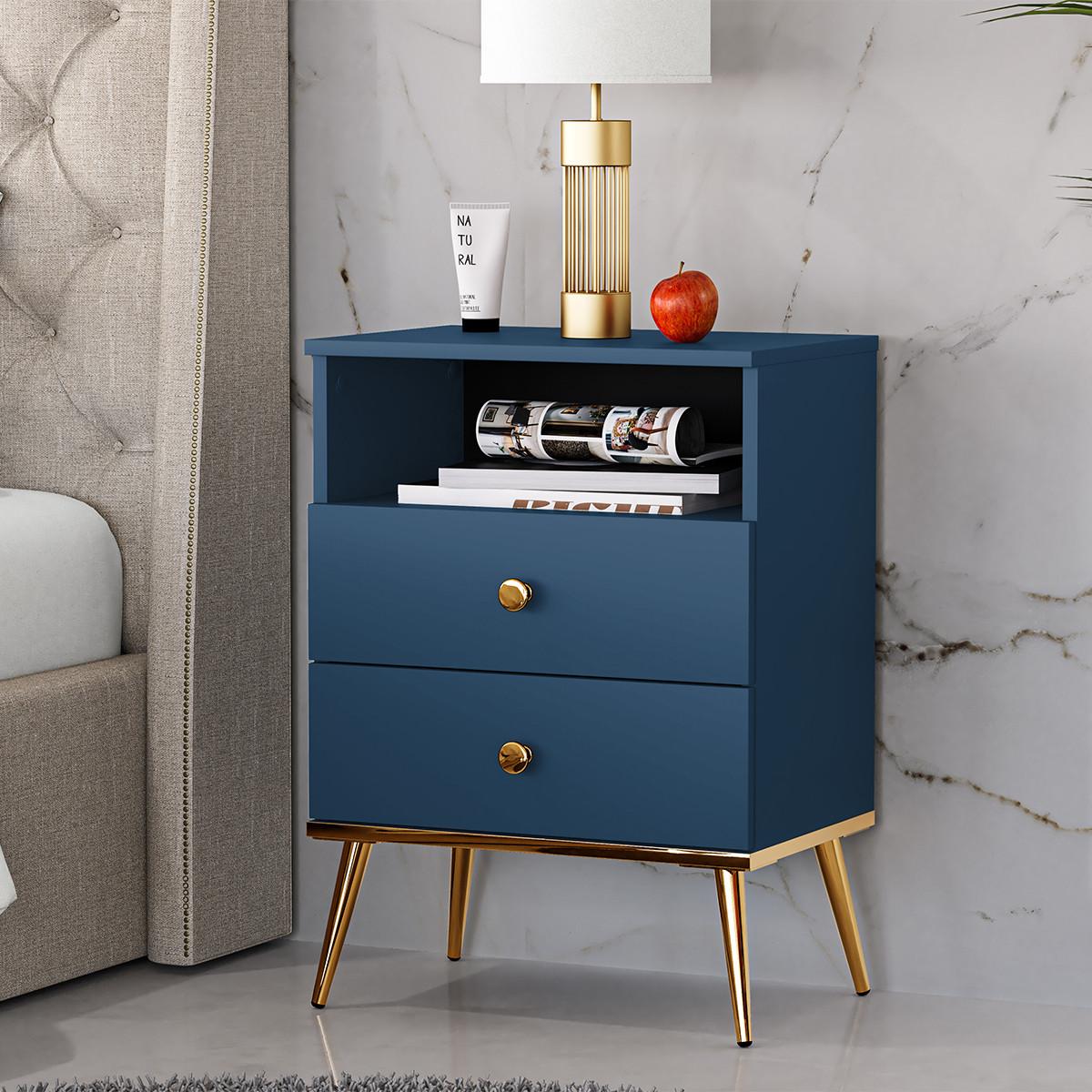NACHTTISCH Thalia Blau - Blau, Holzwerkstoff (50/70/34cm) - Petits-meubles