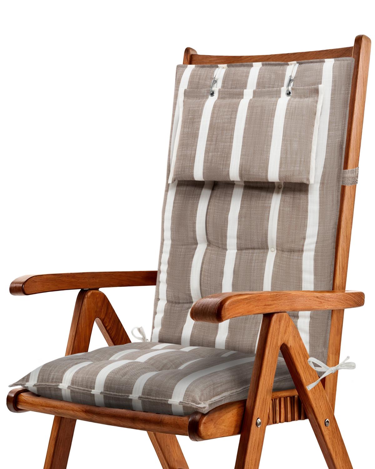 HOCHLEHNERAUFLAGE Sun-HL 119/50/8cm Beige-Weiß-Gestreift - Beige/Weiß, Textil (50/8/119cm) - Beautissu 
