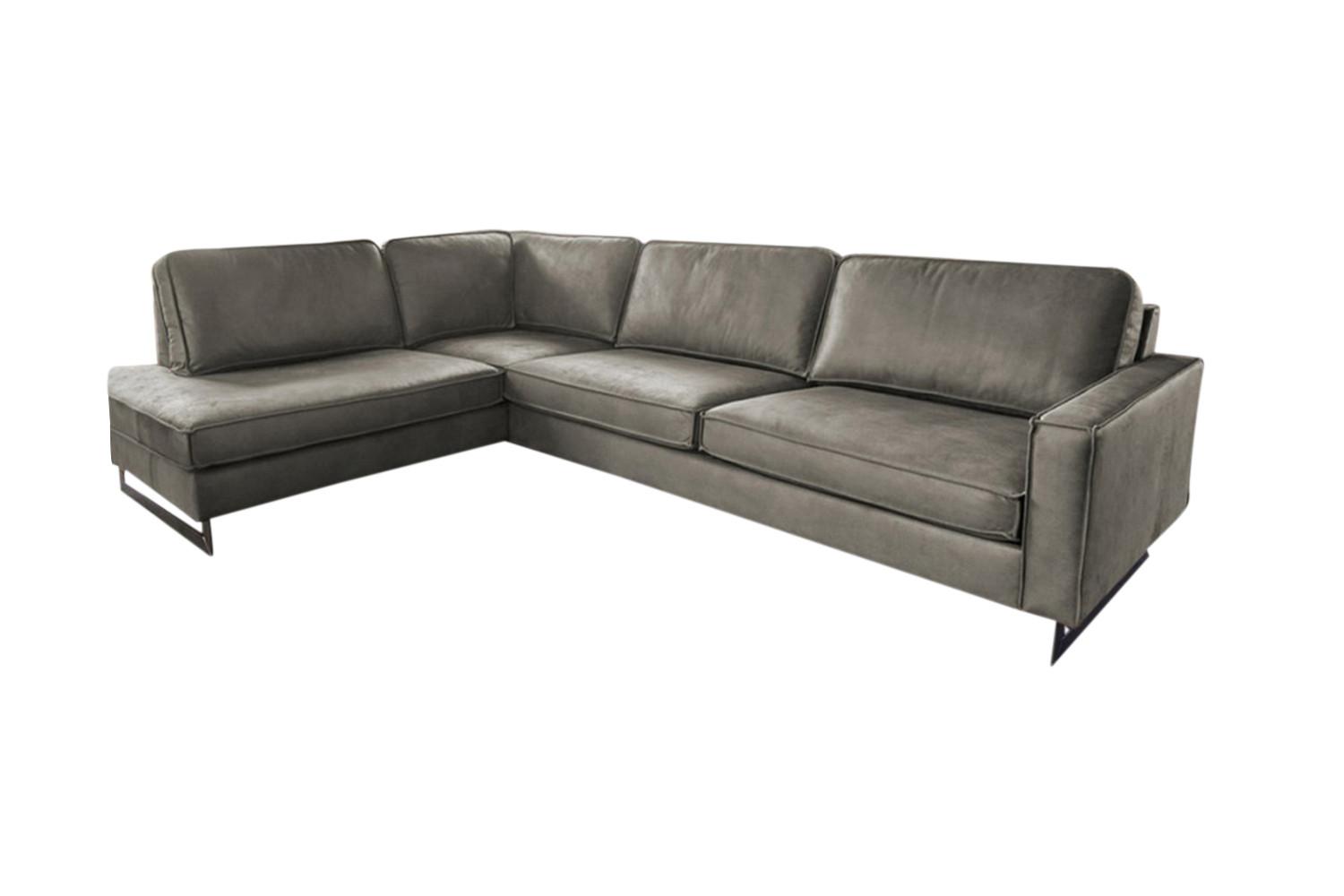 ECKSOFA VILNIUS Anthrazit Lederfaserstoff - Anthrazit/Schwarz, Leder/Metall (290/217cm) - KAWOLA