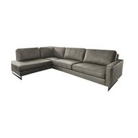 ECKSOFA VILNIUS Anthrazit Lederfaserstoff - Anthrazit/Schwarz, Leder/Metall (290/217cm) - KAWOLA
