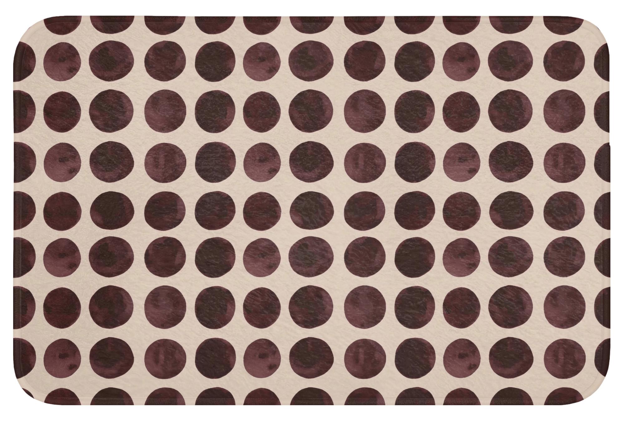 BADEMATTE Polka dots - Muster - Braun Rutschfest 60x40 cm - Bordeaux, Textil (60/40cm) - OnlyWow