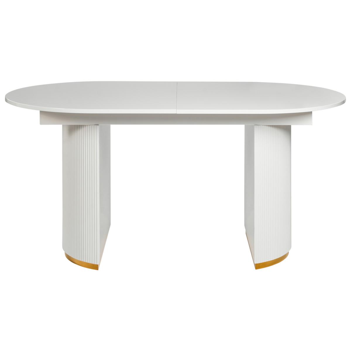 ESSTISCH ausziehbar Weiß 160-200/90 cm Dulverton - Weiß, Holzwerkstoff (160/90/75cm) - Beliani