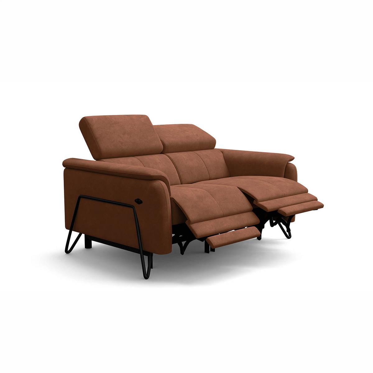 RELAXSOFA RODEN 2-Sitzer mit 2 Relax, braun, Veloursstoff - Braun, Holz/Textil (148/82/103cm) - Wozimo
