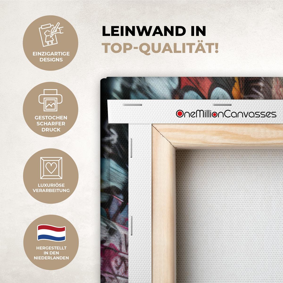 LEINWANDBILD Treppe - Graffiti - Farben - Kunst Groß 140x90 cm - Multicolor, Textil (140/90cm) - MuchoWow
