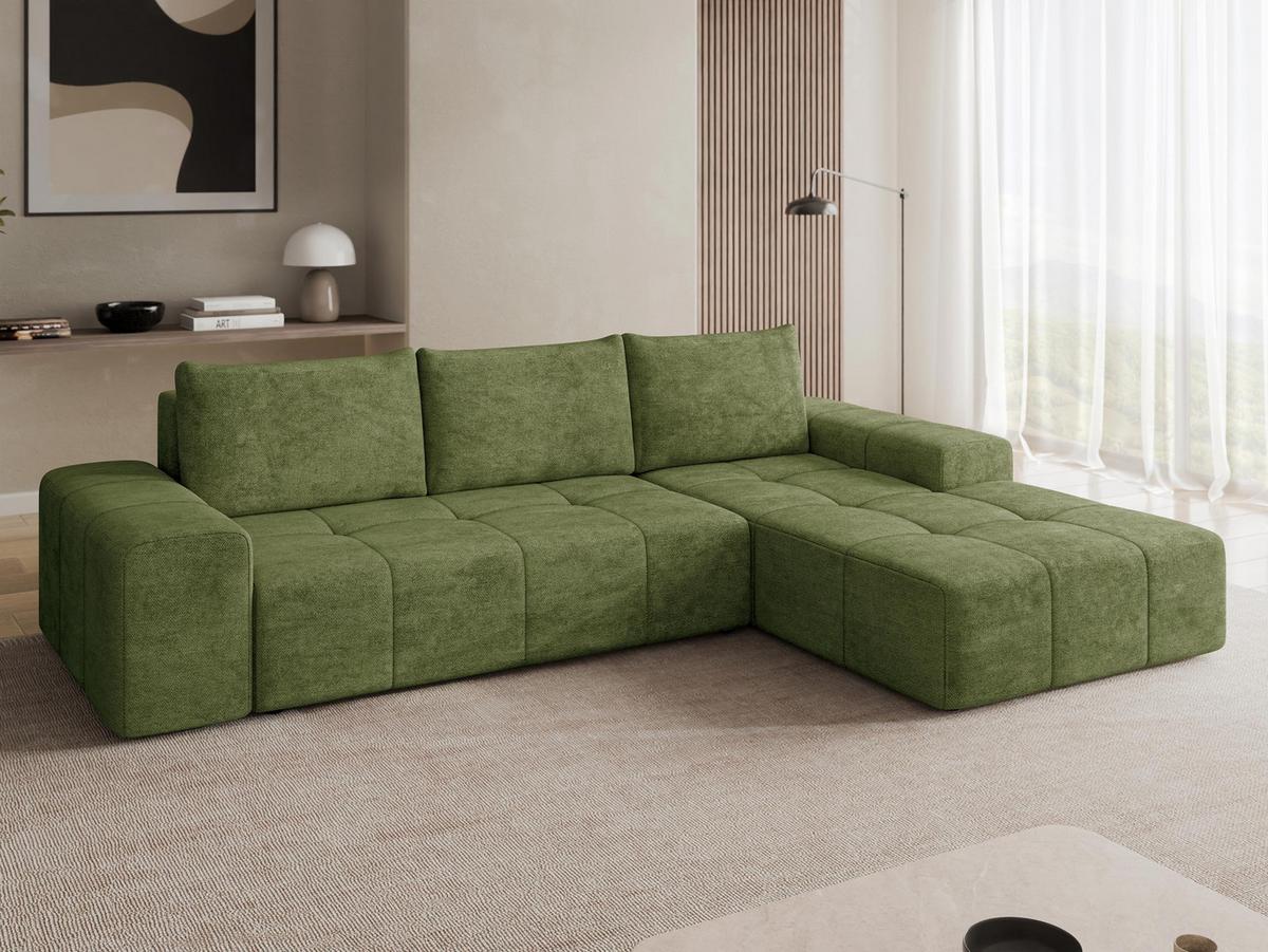 ECKSCHLAFSOFA Tonseo L, Seite: Rechts - Dunkelgrün/Schwarz, Holz/Kunststoff (173/275cm) - MIRJAN24