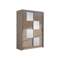 KLEIDERSCHRANK Miami III, mit RGB LED Beleuchtung - Silberfarben/Trüffeleichefarben, Holzwerkstoff/Kunststoff (120/200/58cm) - MIRJAN24