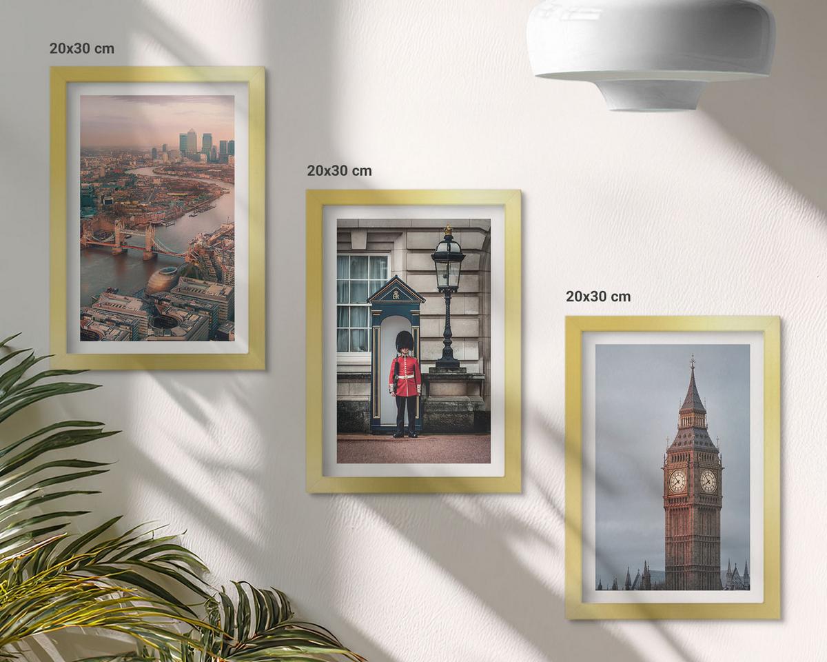BILDER SET 3er Set - 20x30 cm Goldrahmen - London Bridge Guardian Big Ben - Goldfarben, Kunststoff (20/30cm) - TULUP
