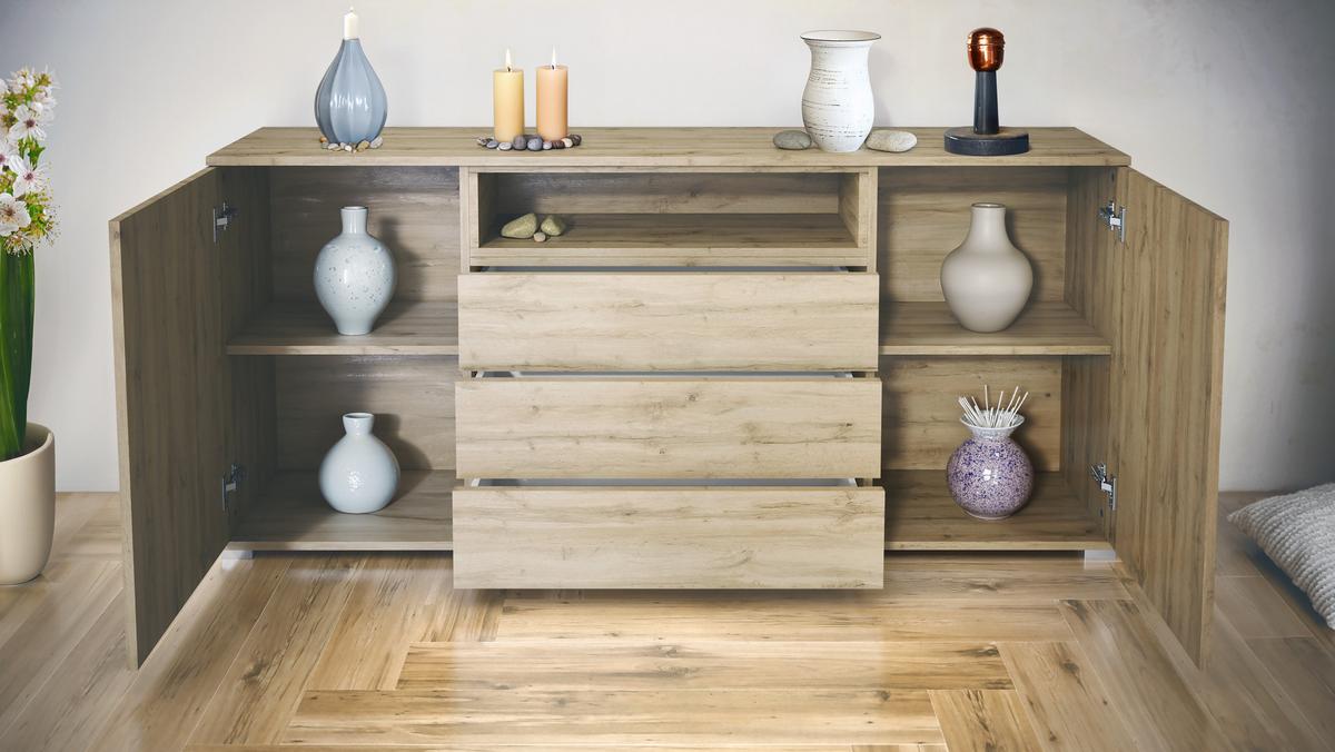 SIDEBOARD Skadu Anthrazit matt - Anthrazit, Holzwerkstoff (166.5/75.5/35cm) - Vladon