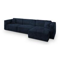 ECKSOFA TOLMO Blau Kordstoff mit Schlaffunktion - Blau/Grau, Holz/Kunststoff (347/148cm) - MASSENO