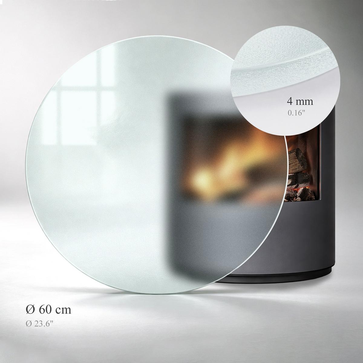 GLASBODENPLATTE für Kaminofen Ø60 cm – Milchglas Optik - Transparent, Glas (60/70/0.4cm) - TULUP