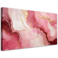 LEINWANDBILD Rosa Marmorstein-Goldelemente 80x40cm - Pink, Textil (80/40cm) - Feeby