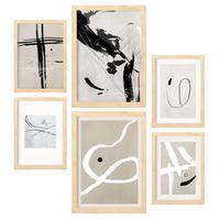 POSTER Set Mit 6 Kline Sammlung A3 & A4 Rahmen Aus Hellem Holz - Beige, Papier (29/3cm) - Nacnic