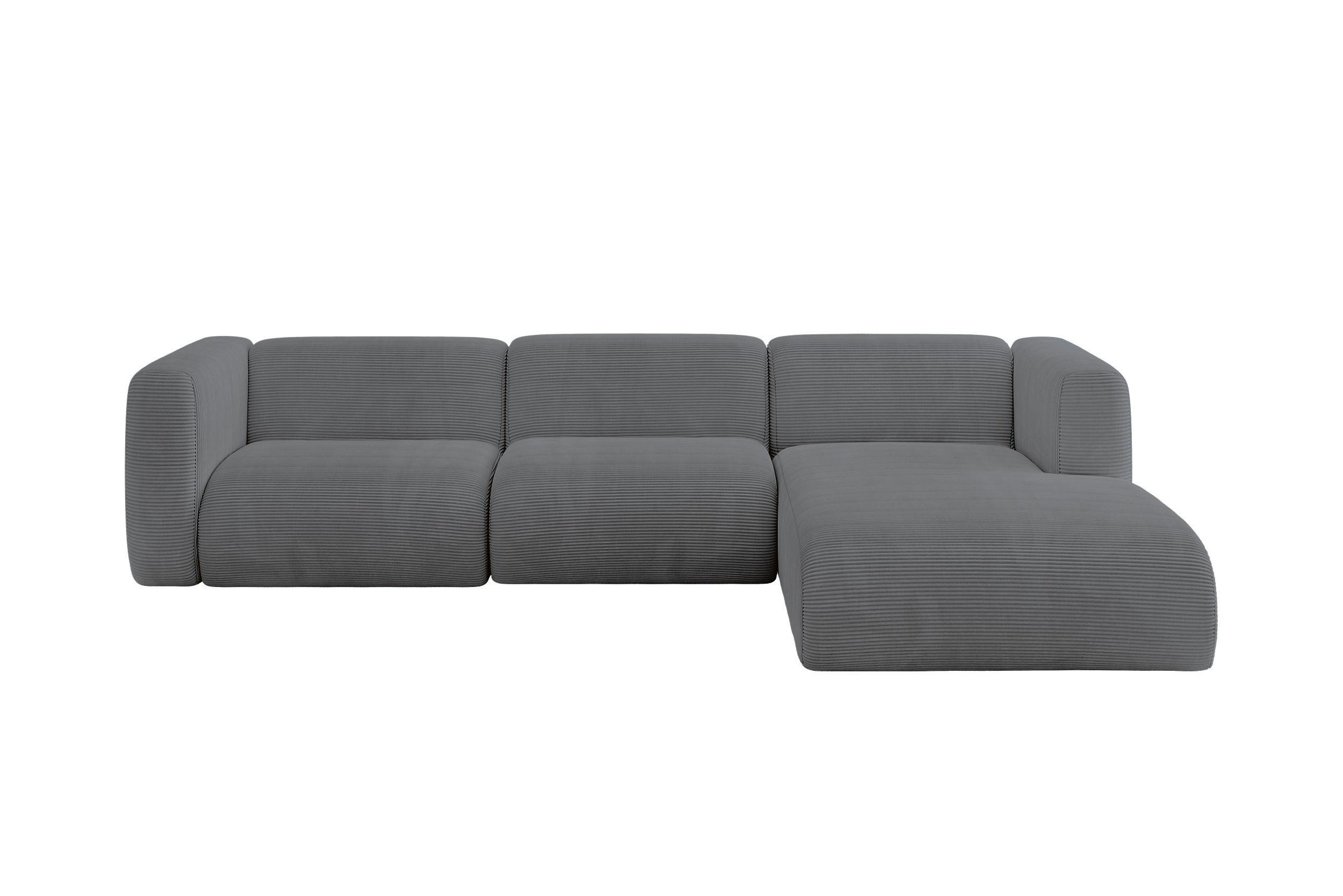 ECKSOFA Ottomane Rechts MIRA-L2 318x179x89 Dunkelgrau Cord - Dunkelgrau/Graphitfarben, Holzwerkstoff/Kunststoff (318/179cm) - ALTDECOR