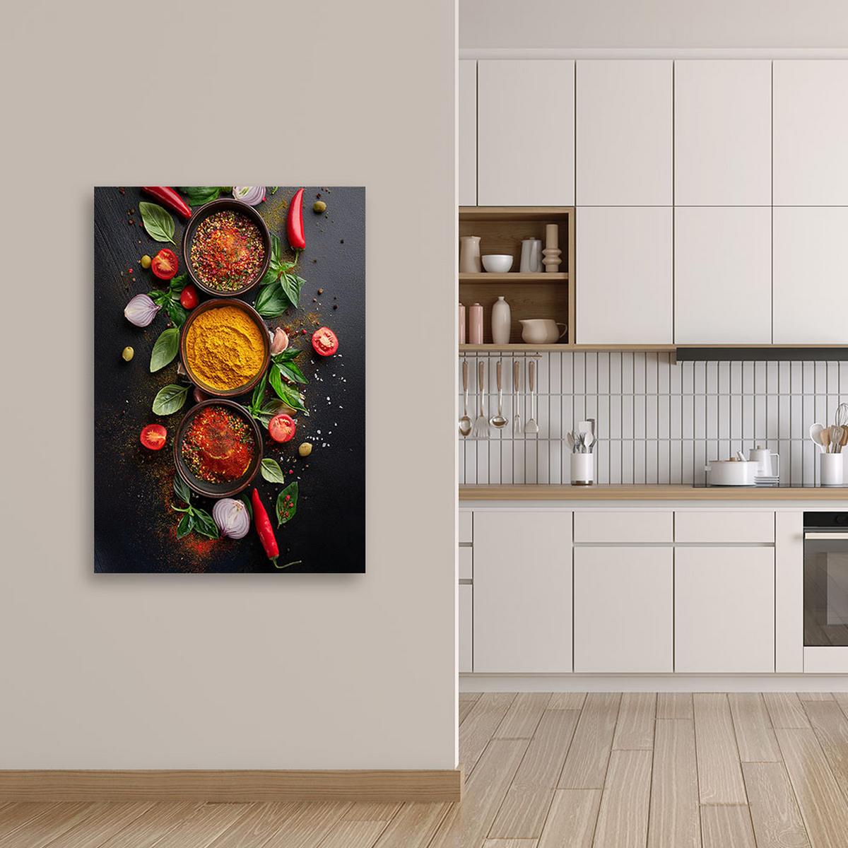 WANDBILD Lebensmittel gewürze küche - Multicolor, Textil (40/60cm) - Feeby