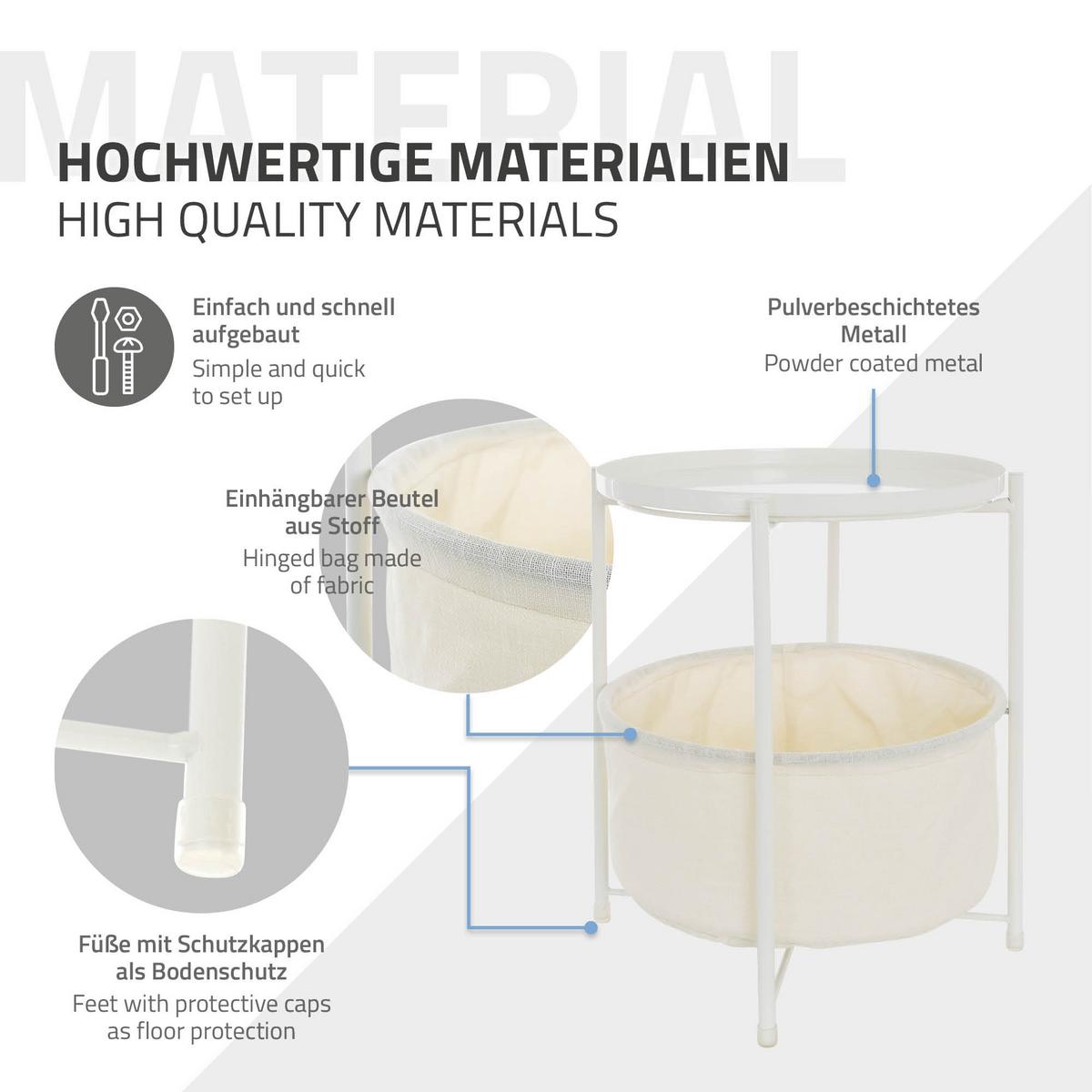 BEISTELLTISCH rund Ø45,5 x 52,5 cm Weiß aus Metall - Weiß, Metall (52.5/45.5/52.5cm) - ML-DESIGN