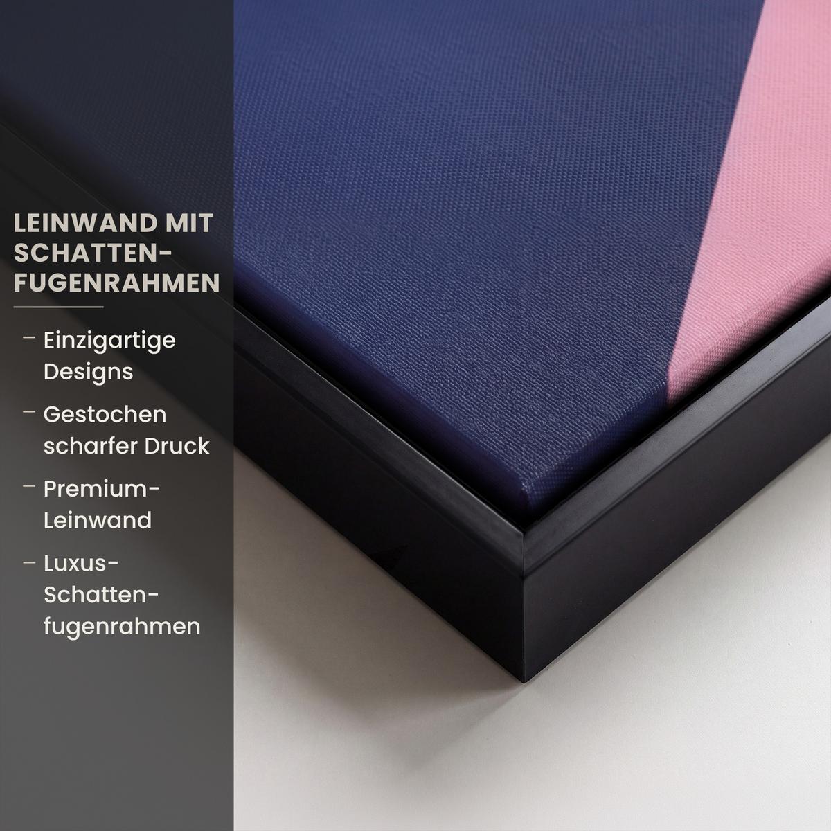 LEINWAND Bilder mit Rahmen - Katze - Treppe - Gebäude - Schattenkontraste - 70x50 - Dunkelblau, Textil (70/50cm) - MuchoWow