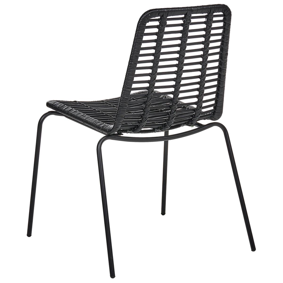 ESSZIMMERSTUHL 2er-Set Rattan Schwarz Taos - Schwarz, Naturmaterialien (56/82/55cm) - Beliani