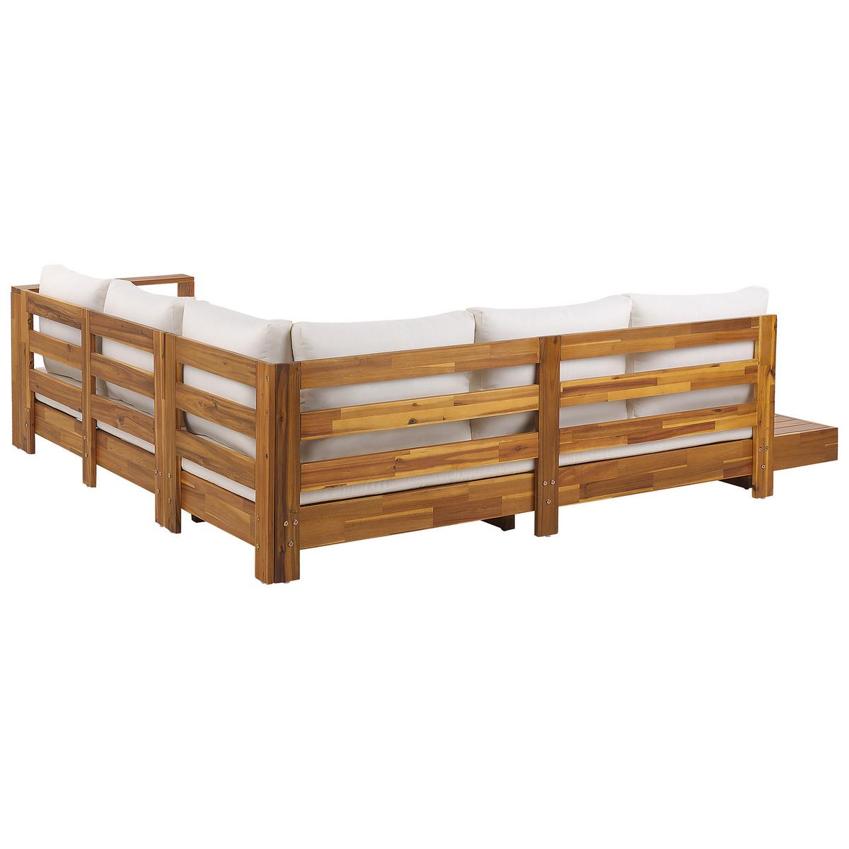 LOUNGE-SET 5-Sitzer Heller Holzfarbton Marettimo - Hellbraun/Weiß, Holz - Beliani