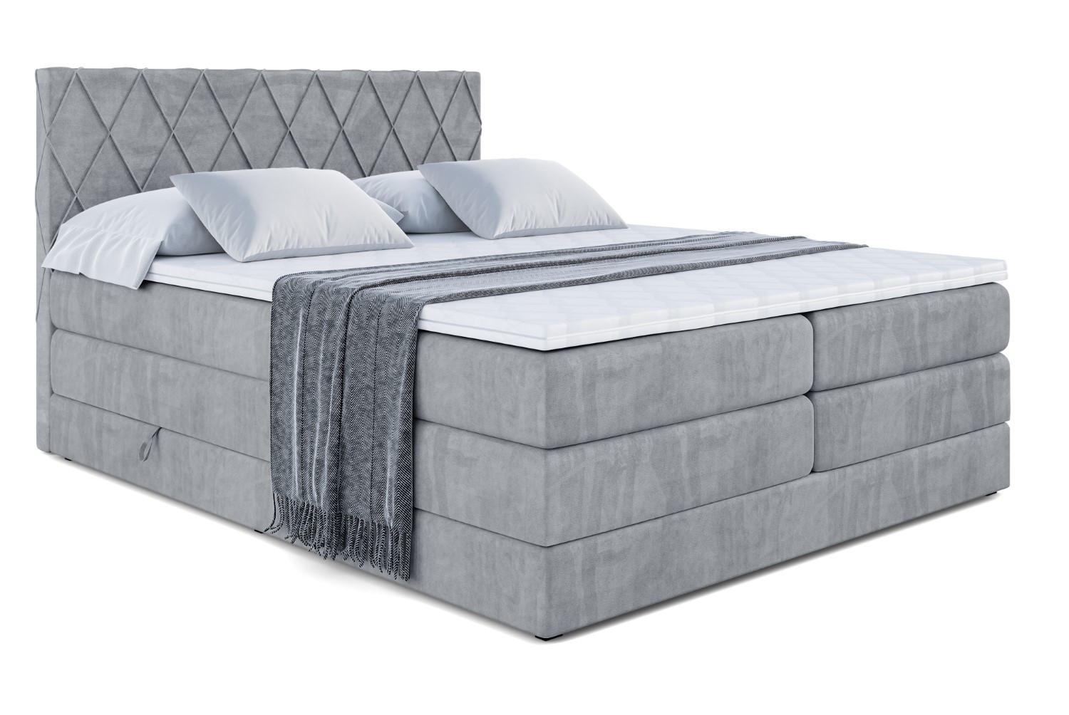 BOXSPRINGBETT LEPARO KING - 140 x 200 - H3/H4 - Grau - Grau, Holzwerkstoff (140/200cm) - ALTDECOR