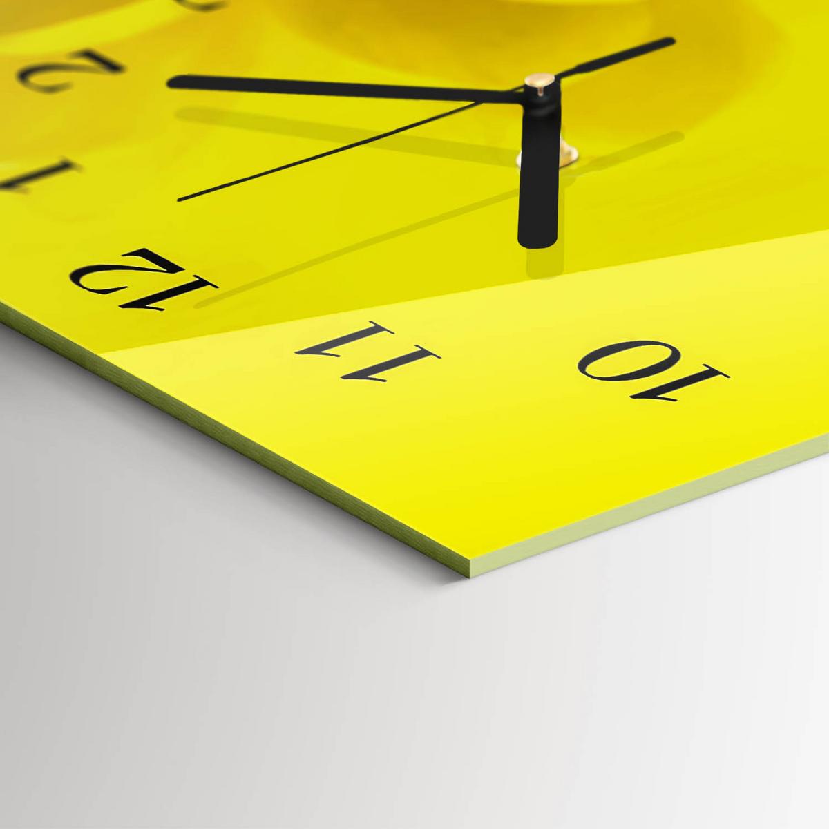 WANDUHR aus Glas 60x30 cm - Blume - Gelb, Glas (60/30/0.4cm) - TULUP