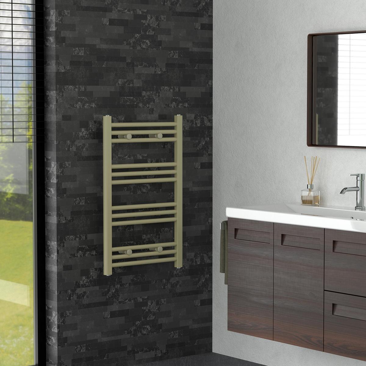 HANDTUCHHEIZKÖRPER 500 x 800 mm Beige Badheizkörper gerade mit Seitenanschluss - Beige, Metall (50/80/3cm) - LuxeBath