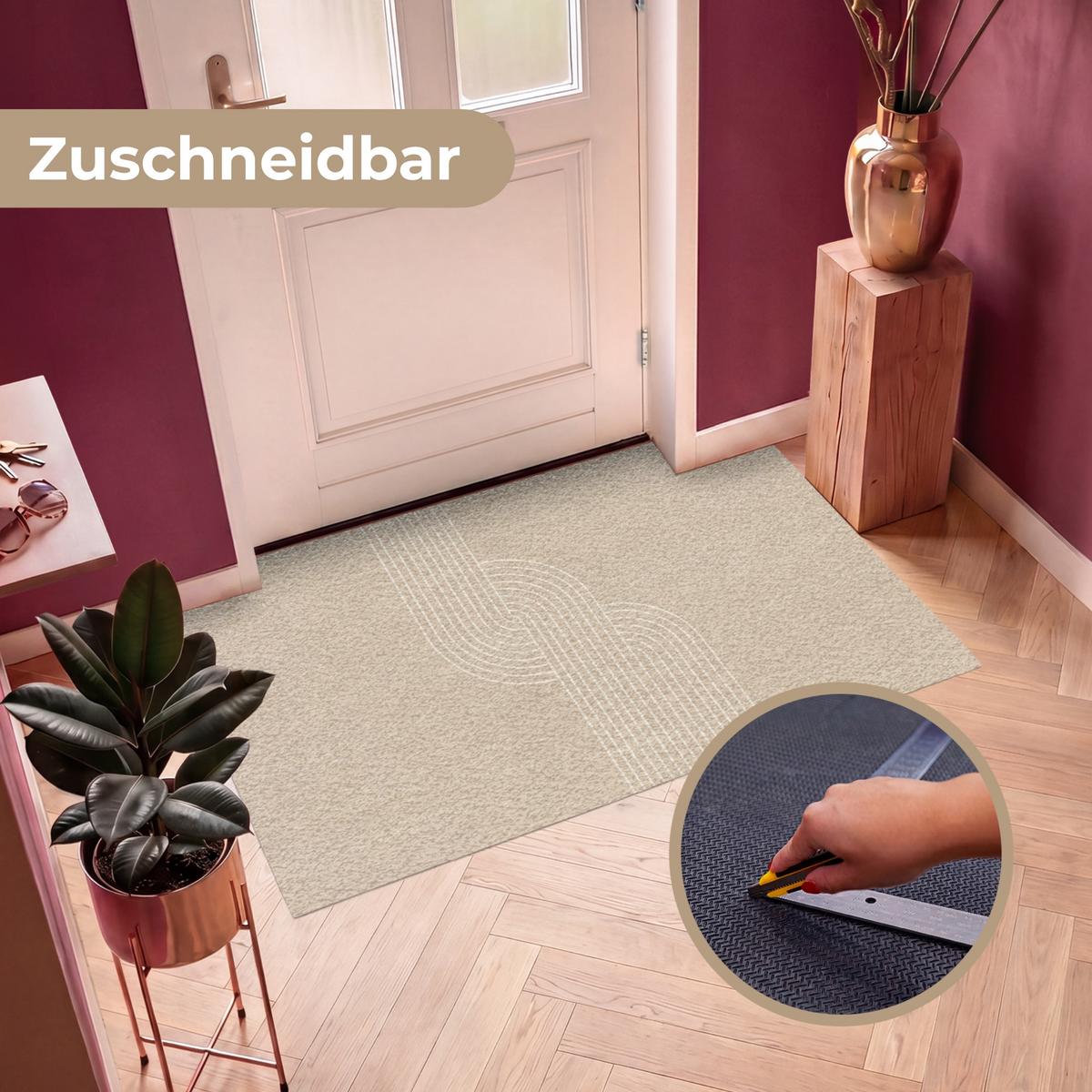 FUSSMATTE Parallele Linien - Leichte Textur - Beige Türmatte 150x90 cm - Beige, Kunststoff (150/0.4cm) - MuchoWow