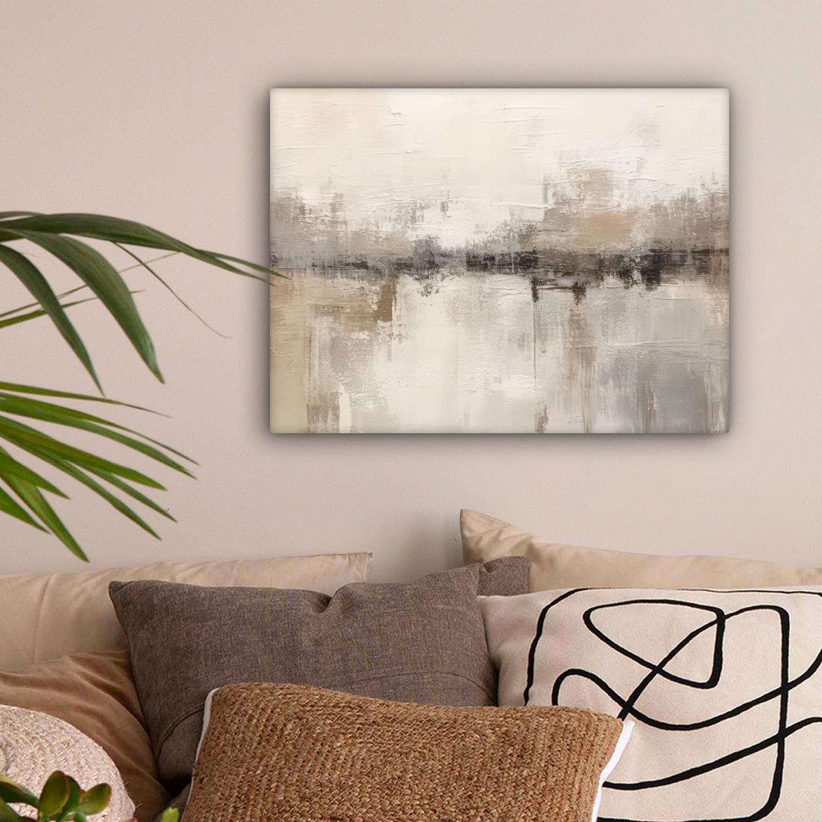 LEINWANDBILD Moderne Kunst - Abstrakt - Beige Wandbild 40x30 cm - Beige, Textil (40/30cm) - MuchoWow