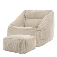 SITZSACK Cord Sessel Natalia mit Hocker - Beige, Textil (97/73/84cm) - icon