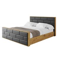 POLSTERBETT mit Bettkasten, Fußteil und Lattenrost, Boxbett mit Matratze H3/H4 - ENZO8-Z 160x200 Schwarz Kunstleder - Schwarz Hochglanz, Holzwerkstoff/Textil (160/200cm) - ALTDECOR