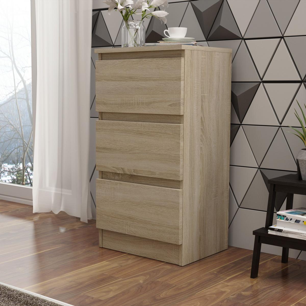 KOMMODE ALLEGRA 40/72/33 cm mit 3 Schubladen Sonoma Eiche - Sonoma Eiche, Holzwerkstoff (40/72/33cm) - MASSENO