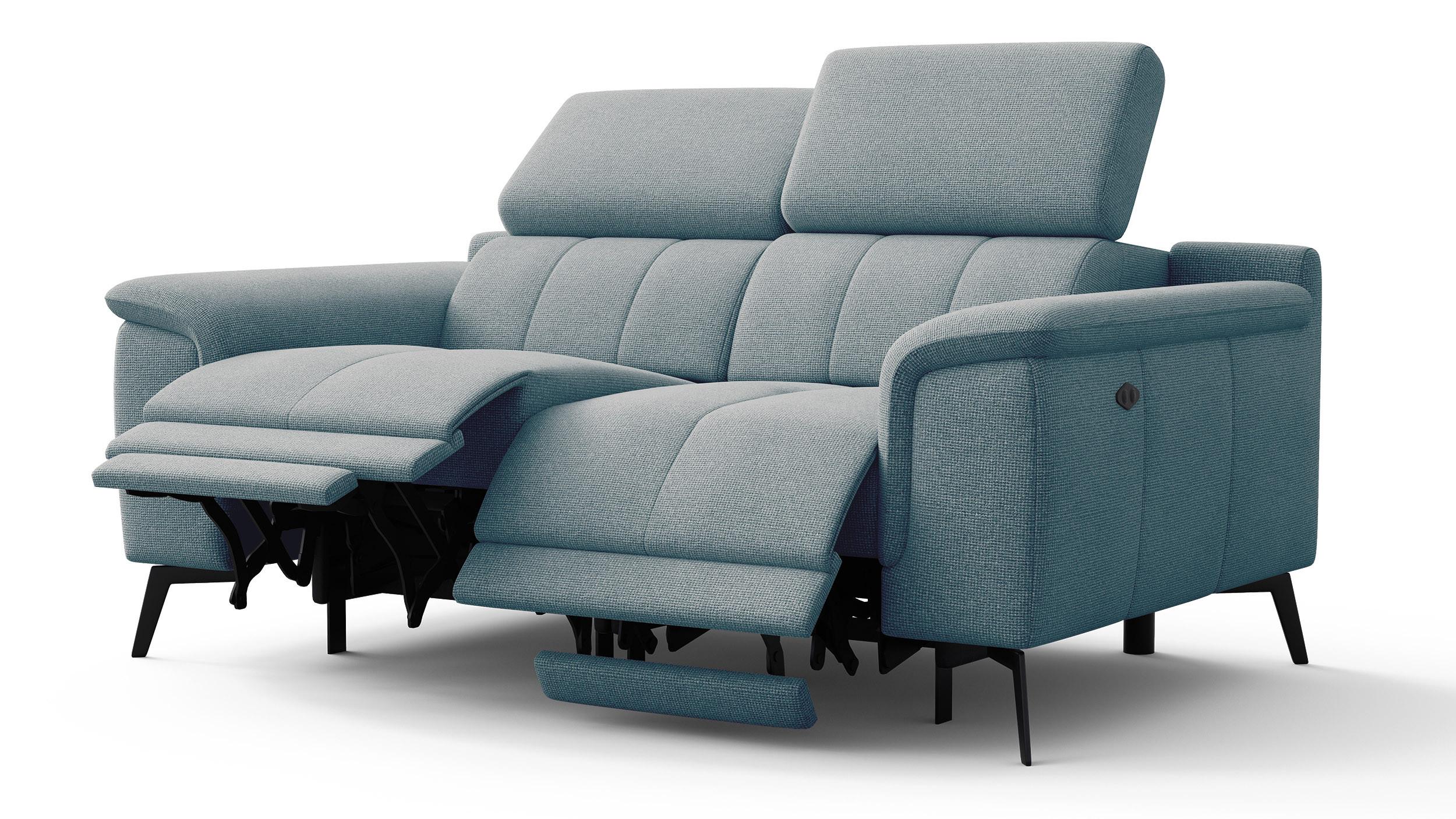 RELAXSOFA FIERO 2-Sitzer mit 2 Relaxfunktionen, mintgrün - Schwarz/Mintgrün, Holzwerkstoff/Textil (170/82/103cm) - Wozimo