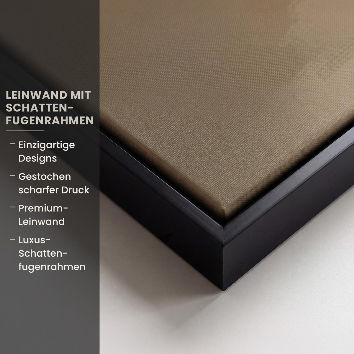LEINWAND Bilder mit Rahmen - Weihnachten - Weihnachtsbaum - Schnee - Kunst - 120x80 - Champagner, Textil (120/80cm) - MuchoWow