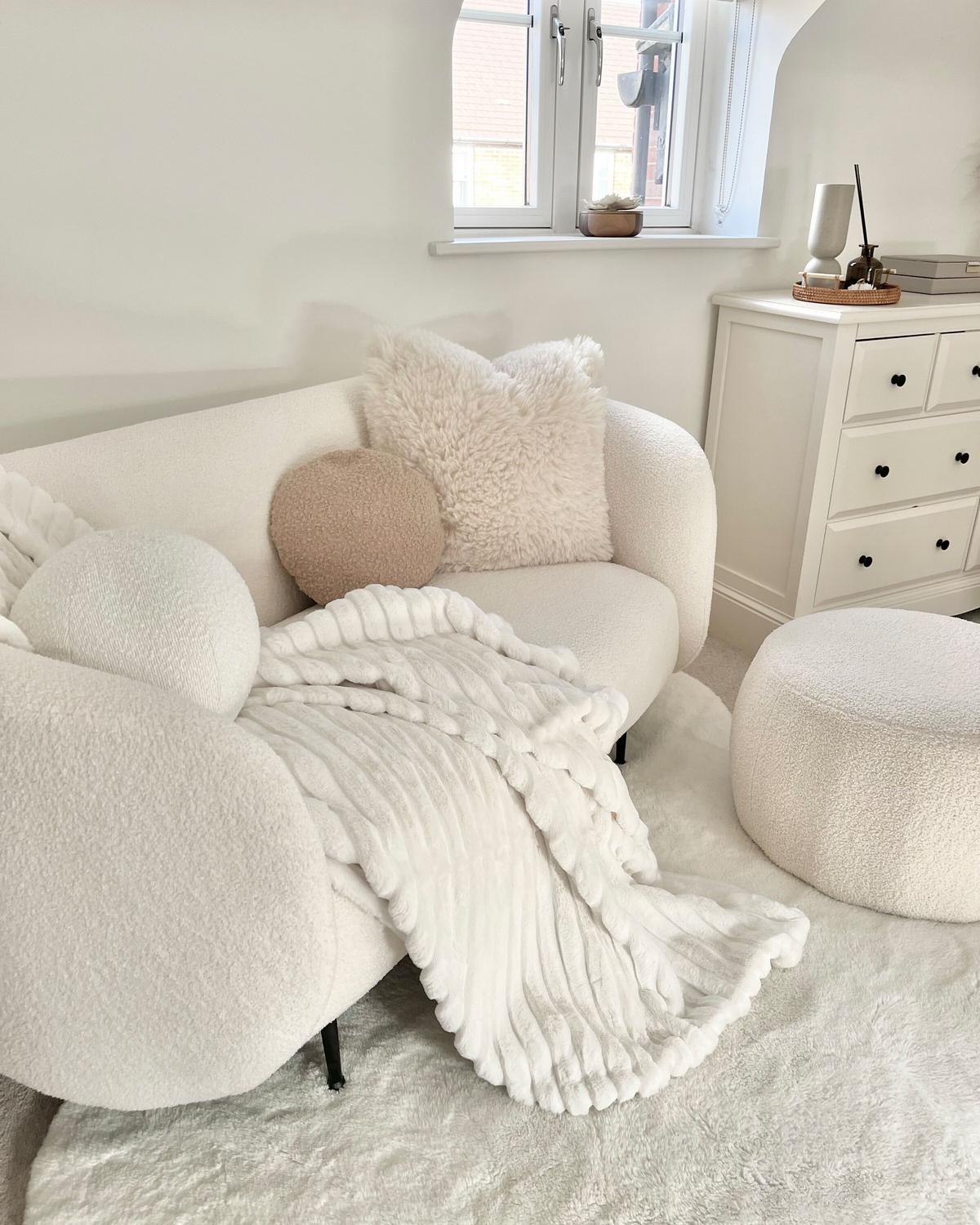 DECKE Cremeweiß Abteh 150/200 cm - Ecru, Textil (150/200cm) - Beliani