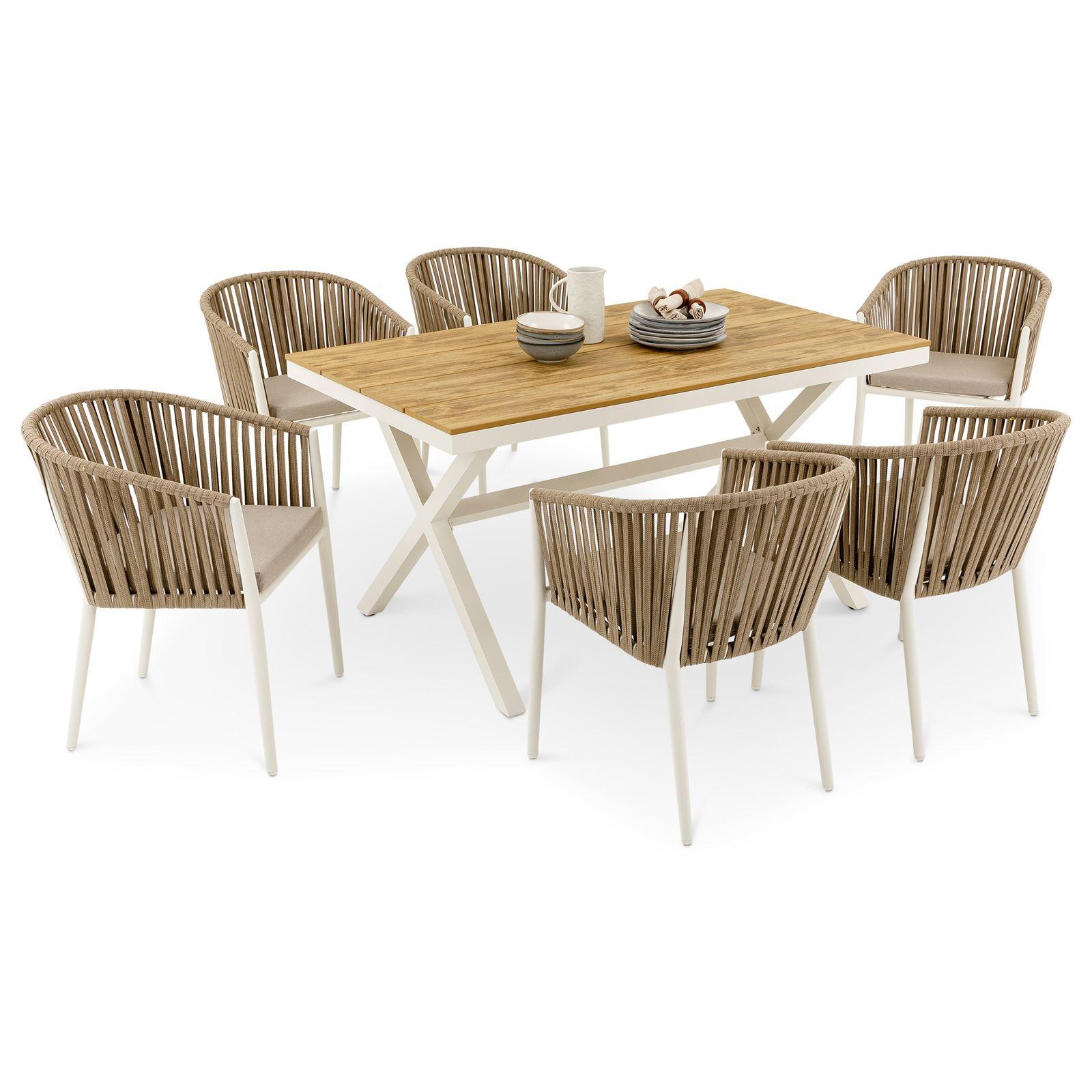 GARTENMÖBEL SET ISOLA 7er Set beige, weiß - Beige, Metall - IDIMEX