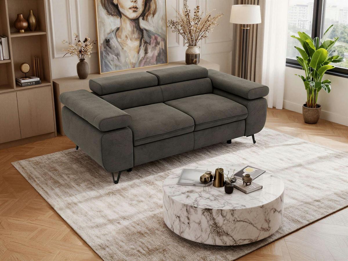2-SITZER SOFA PETER - Dunkelgrau Velvet - Dunkelgrau/Schwarz, Textil/Metall (200/76/99cm) - MKS