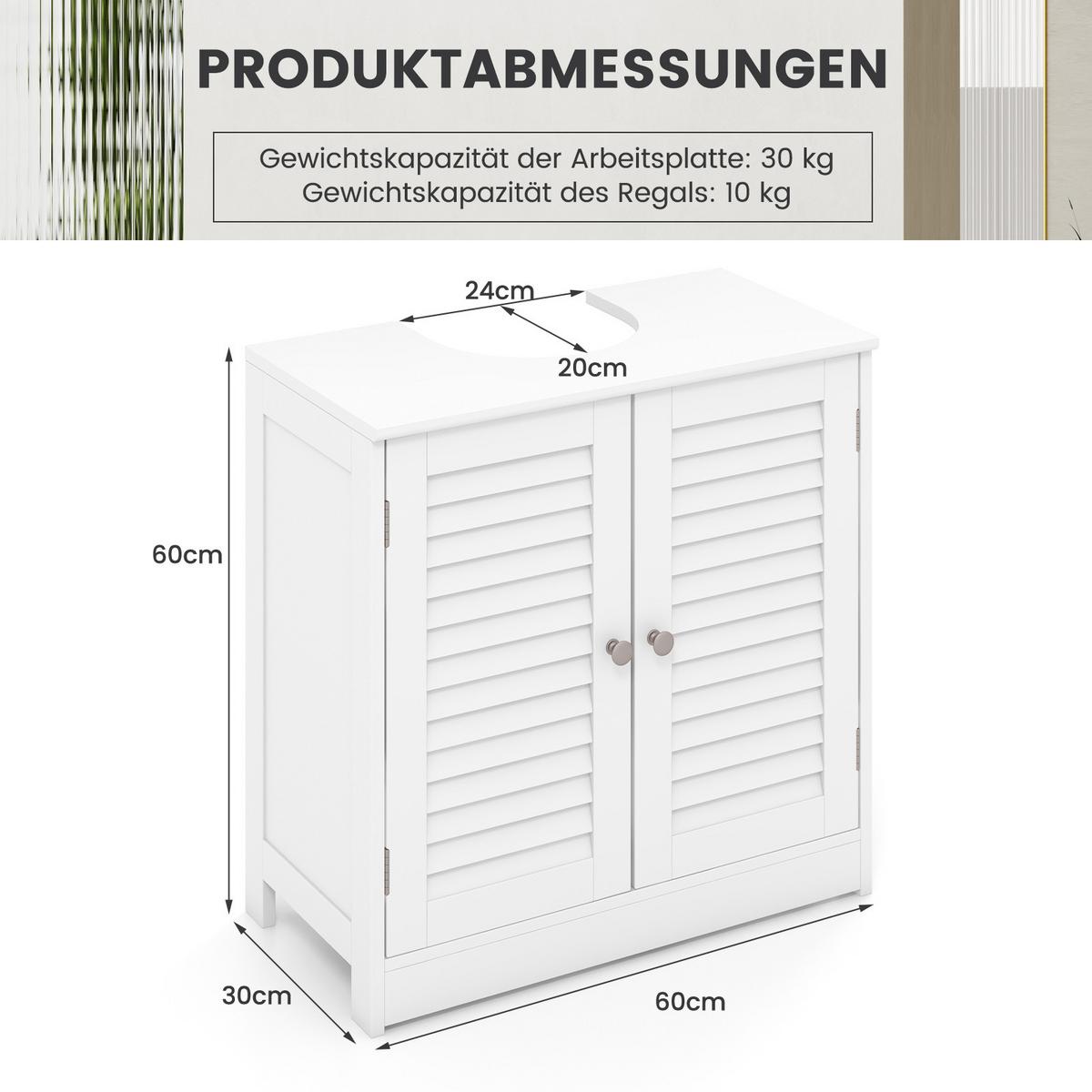 WASCHBECKENUNTERSCHRANK Weiß - Weiß, Holzwerkstoff (60/60/30cm) - COSTWAY