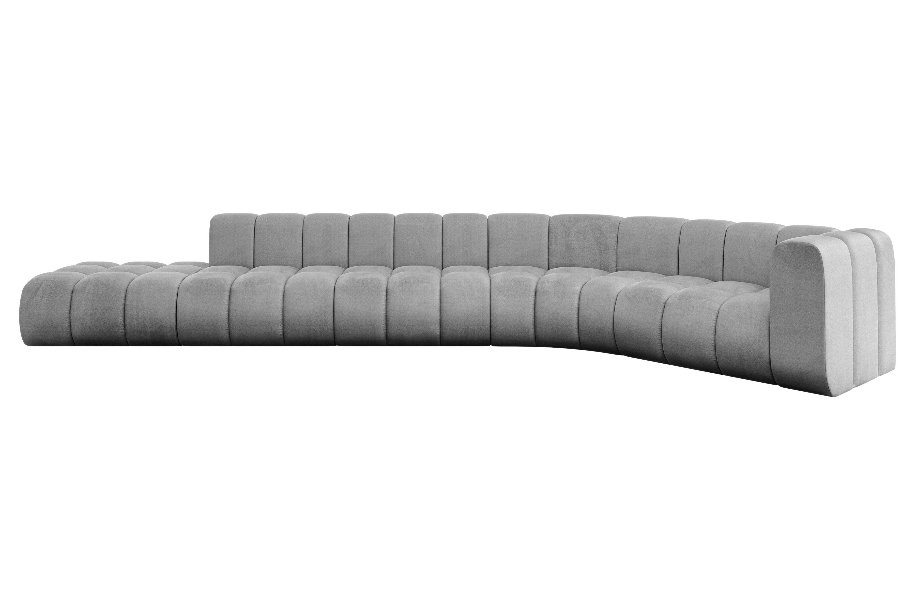 ECKSOFA modulares Sofa Tilmo-L2 - 490x194x70 cm Grau - Hellgrau, Holzwerkstoff/Textil (490/194cm) - ALTDECOR