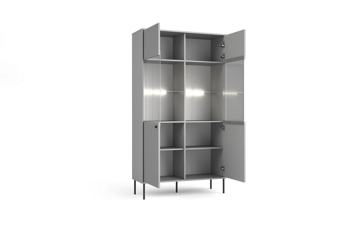 VITRINE NIMB 191,2/105,5 cm in Grau - Grau, Holzwerkstoff (105.5/191.2/40.5cm) - MASSENO