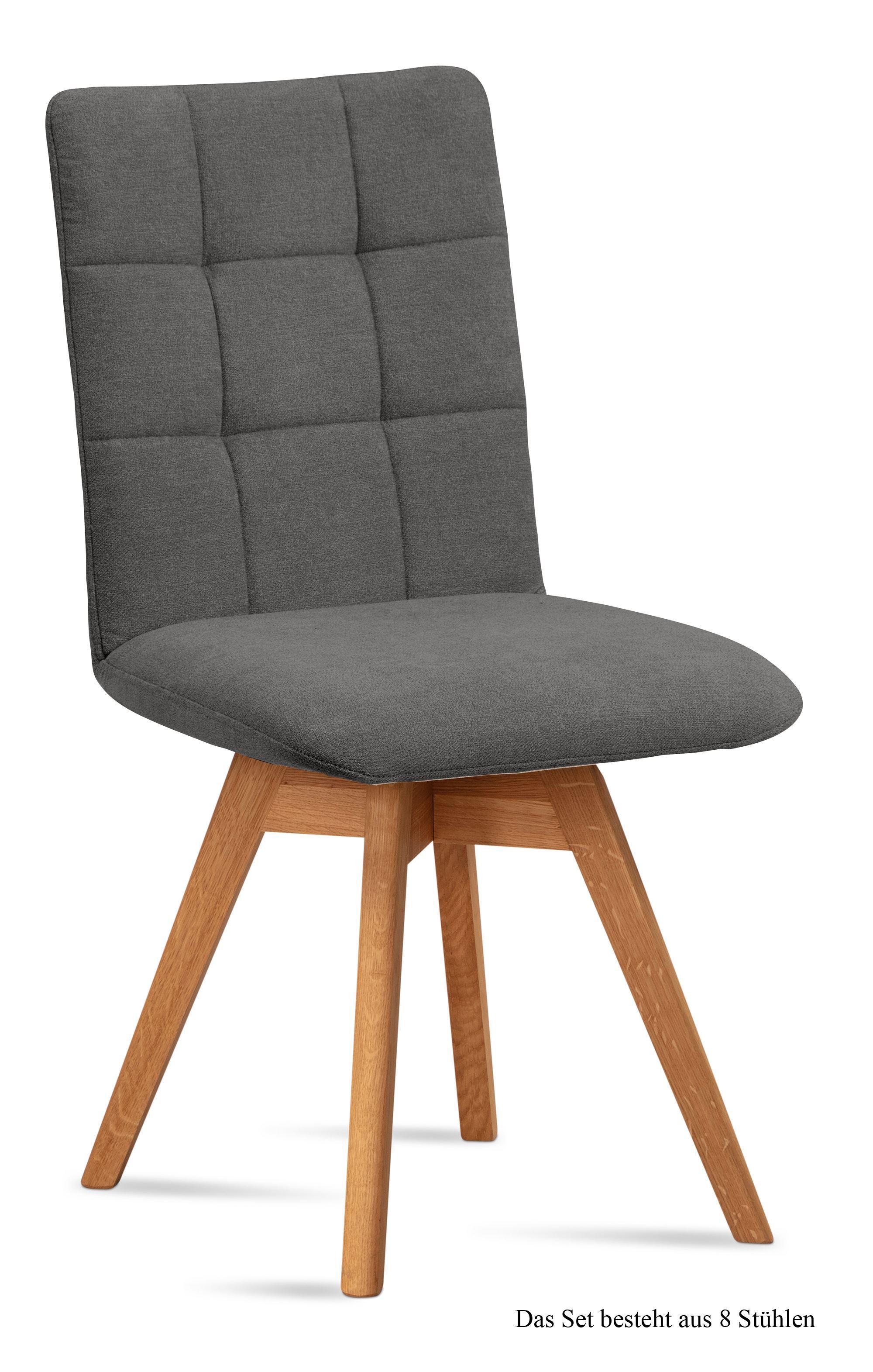 ESSZIMMERSTUHL drehbar (8er-Set) Doria 47x91x60 Eiche geölt/Grau - Eichefarben/Grau, Kunststoff (60/91/47cm) - 58aufmkessel