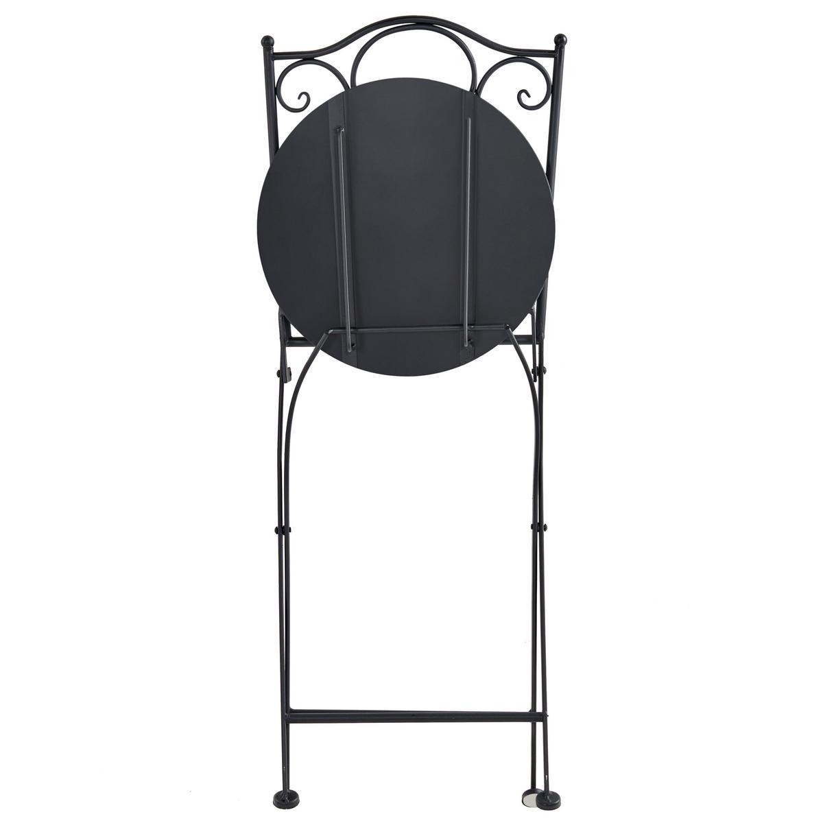 GARTENSTUHL 2er-Set Schwarz Aggius - Blau/Schwarz, Metall (87/47/39cm) - Beliani