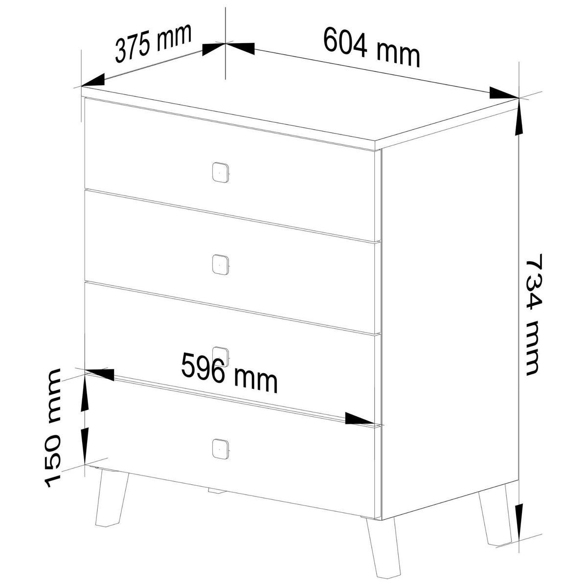 KOMMODE Kaschmir 73/60/37 - Kaschmir, Holzwerkstoff (60/73/37cm) - RAUMHIRSCH FURNITURE