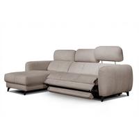 ECKSOFA SVEN 3-Sitzer, 1 Relax XL, verstellbare Kopfstützen, beige - Beige/Schwarz, Holzwerkstoff/Textil (256/163cm) - Wozimo