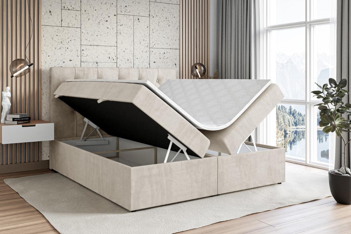 BOXBETT mit Matratze H4 und Lattenrost - MIRAGE - 140x200 - H4 - Ecru - Ecru, Holzwerkstoff (140/200cm) - ALTDECOR