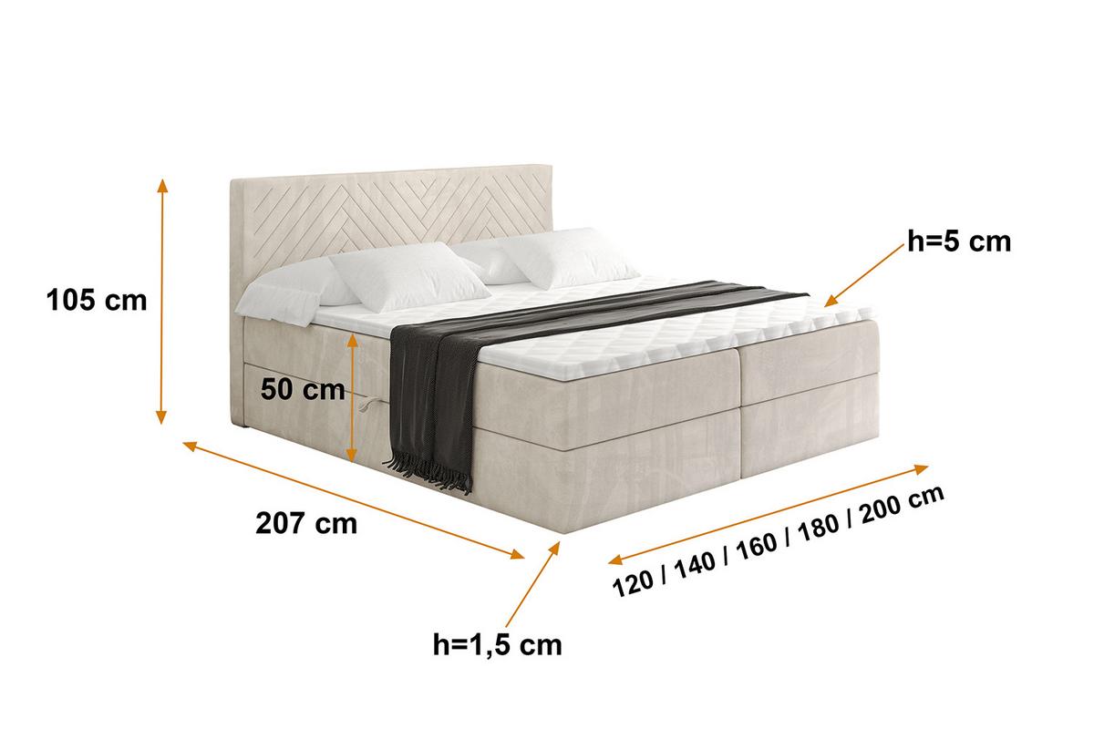 BOXBETT mit Matratze H3 und Lattenrost - VEXA - 180x200 - Beige Casablanca - Beige, Holzwerkstoff/Kunststoff (180/200cm) - ALTDECOR