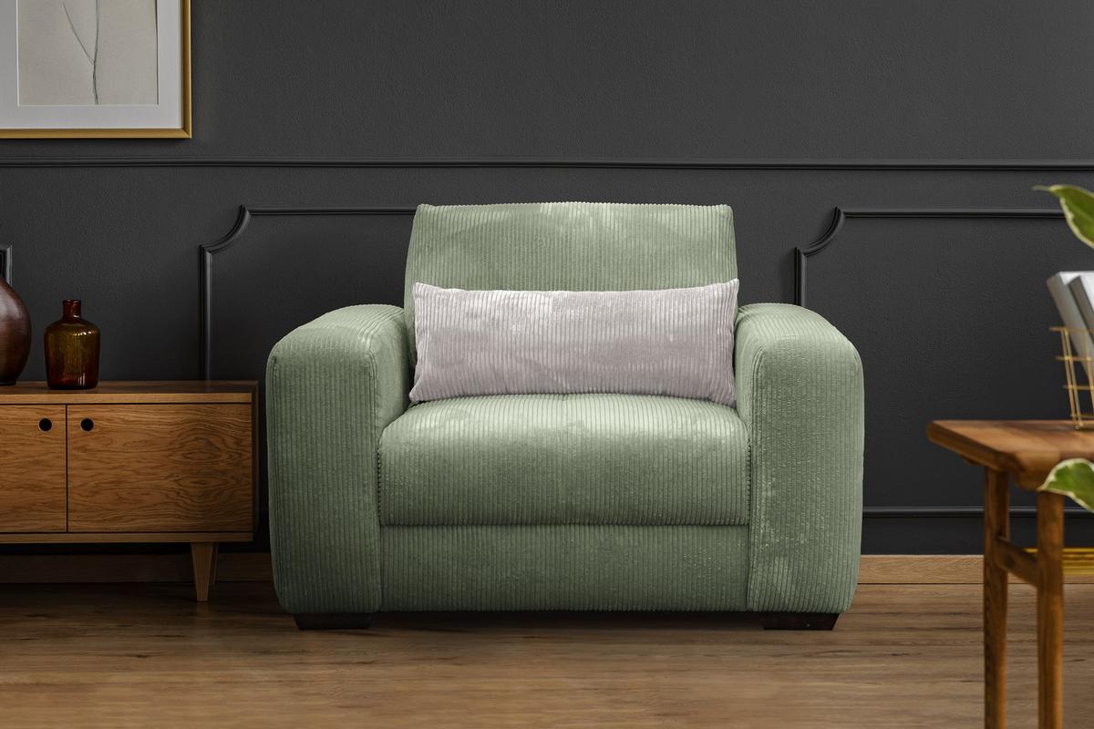 SESSEL OLI in Cordstoff salbeigrün - Salbeigrün, Holz/Textil (130/91/108cm) - Wozimo