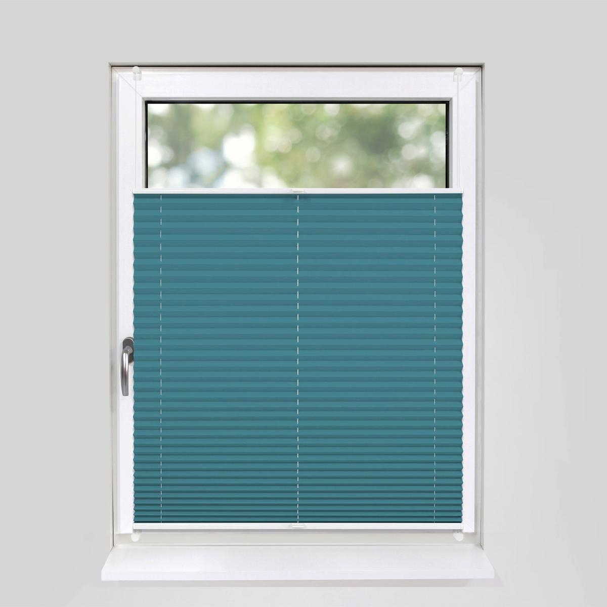 PLISSEE Basic 70 x 210cm Klemmfix ohne Bohren - Petrol, Textil (70/210cm) - Deco-Raum