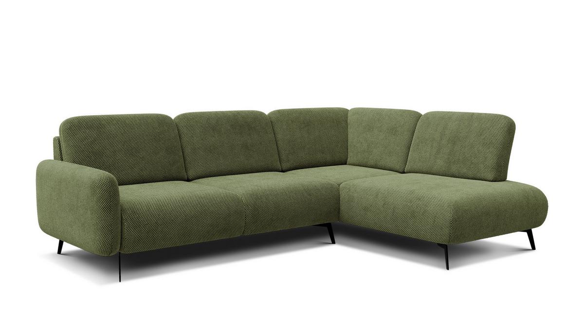 ECKSOFA FEBE 5-Sitzer rechts, olivgrün - Schwarz/Olivgrün, Holz/Textil (271/190cm) - Wozimo