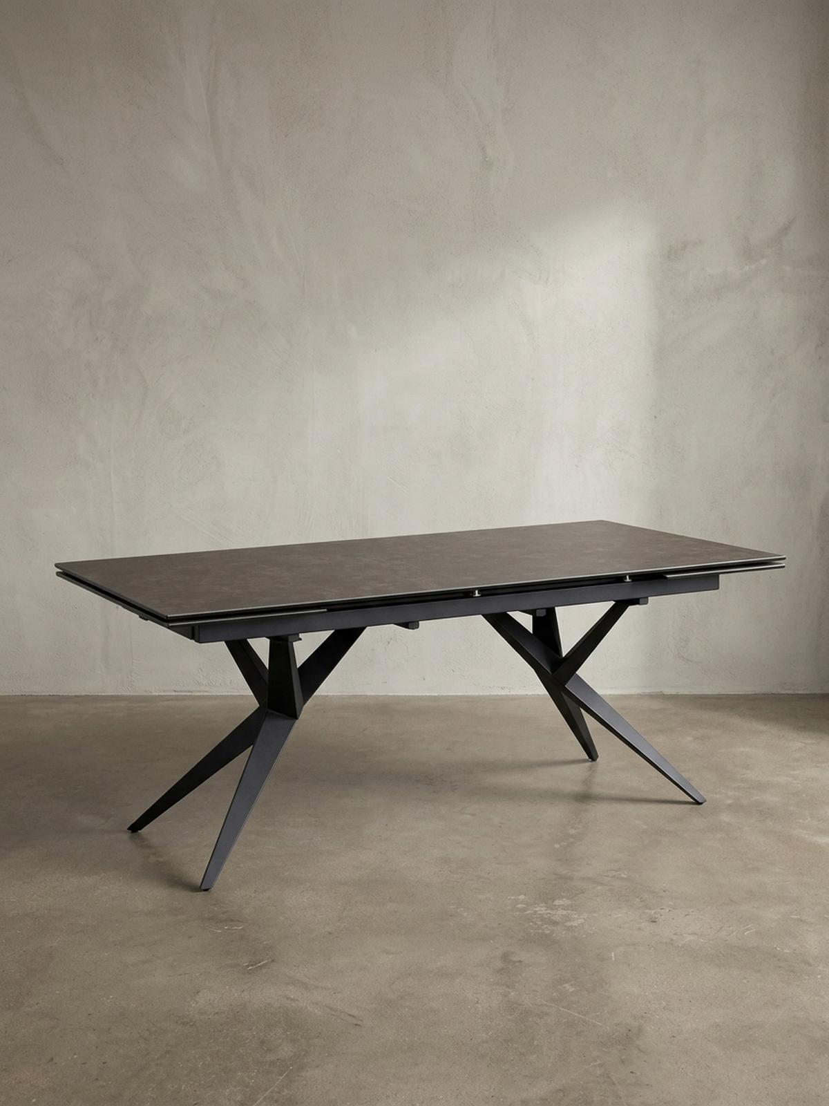 ESSTISCH Ausziehbar Keramik Glas Marmoroptik Groß, Schwarz 180x95x76 cm - Schwarz, Keramik/Metall (95/180/76cm) - KADIMA DESIGN
