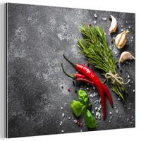 METALLBILD Pfeffer - Kräuter - Gewürze - Beton 40x30 cm - Dunkelgrau, Metall (40/30cm) - MuchoWow