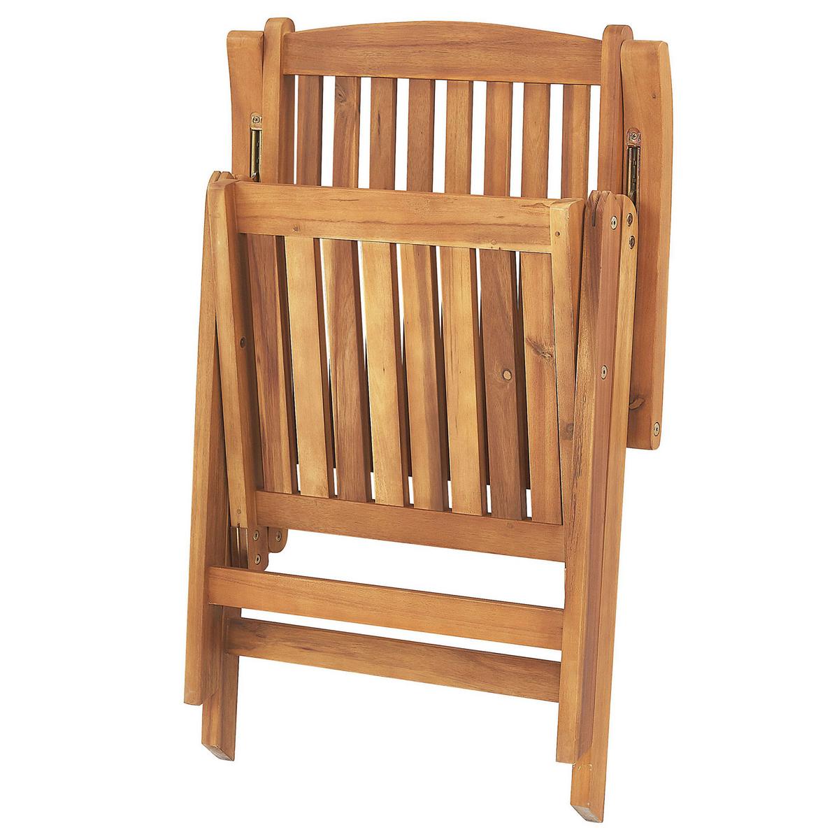 GARTENSTUHL 6er-Set Akazienholz hellbraun Auflagen cremeweiß Java - Hellbraun/Creme, Holz (54/105/69cm) - Beliani